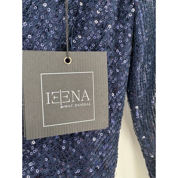 MAC DUGGAL Dress Size 2 Evening Gown Sequin Black Silver Short Sleeve Ombre NEW - Picture 4 of 9